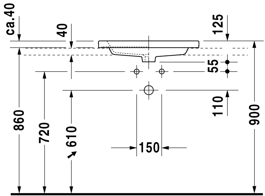 Раковина встраиваемая сверху  Duravit 2nd floor 0347600000 60х43 см