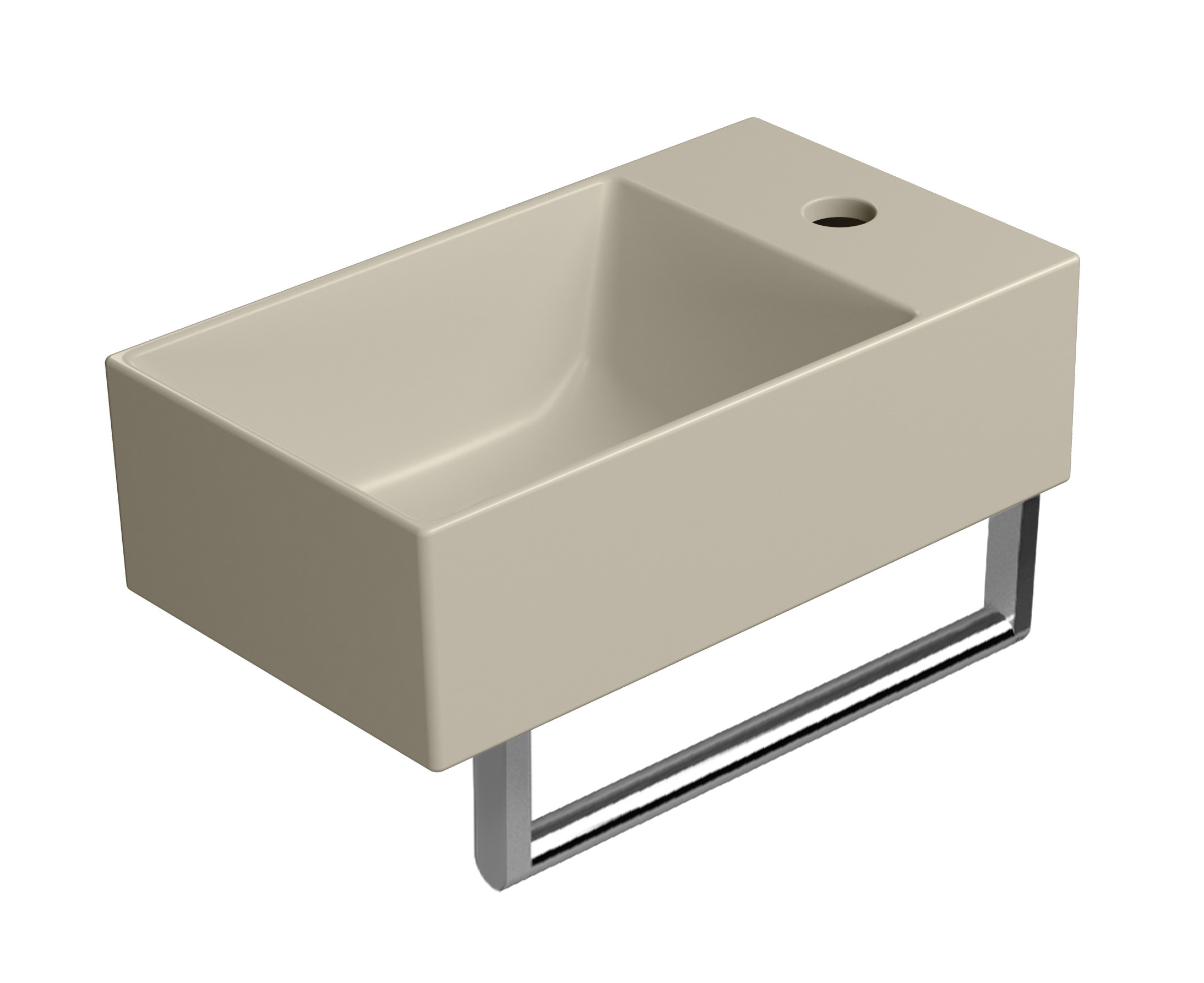 Раковина накладная/подвесная прямоугольная GSI KUBE X 9484108 400 мм х 230 мм, с отверстием под смеситель справа/слева, цвет Creta Matte