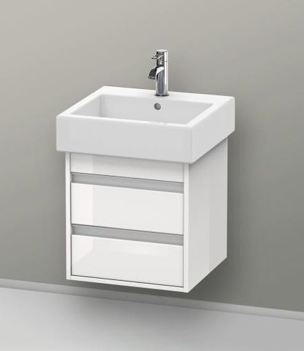 Тумба подвесная под раковину Duravit Ketho KT663502222 с двумя выдвижными ящиками, белый глянцевый