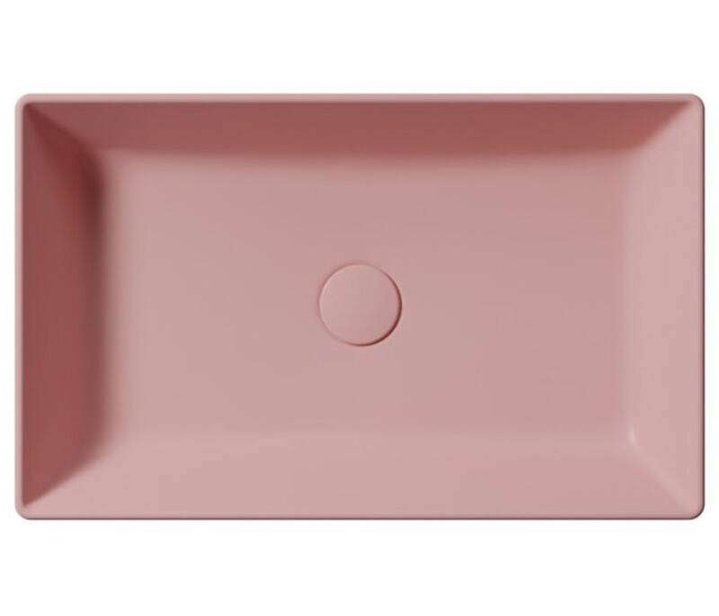 Раковина накладная прямоугольная GSI KUBE X 945324 600 мм х 370 мм, без отверстия под смеситель, без перелива, цвет матовый Blush