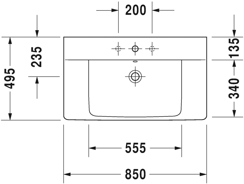 Раковина подвесная Duravit P3 comforts 2332850000 85х49см (изделие снято с производства)