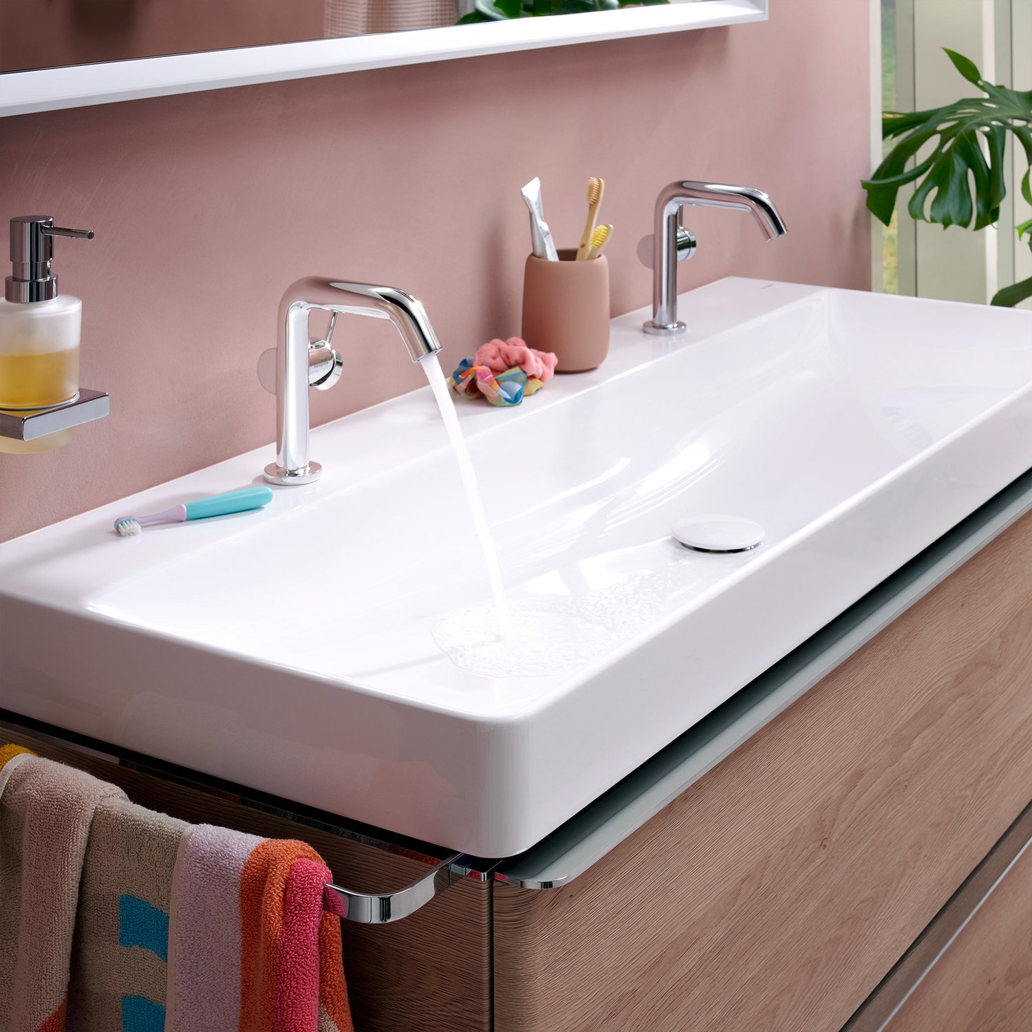 Смеситель однорычажный для раковины HANSGROHE TECTURIS S 73320000 110 мм, с EcoSmart+, с CoolStart, цвет Хром