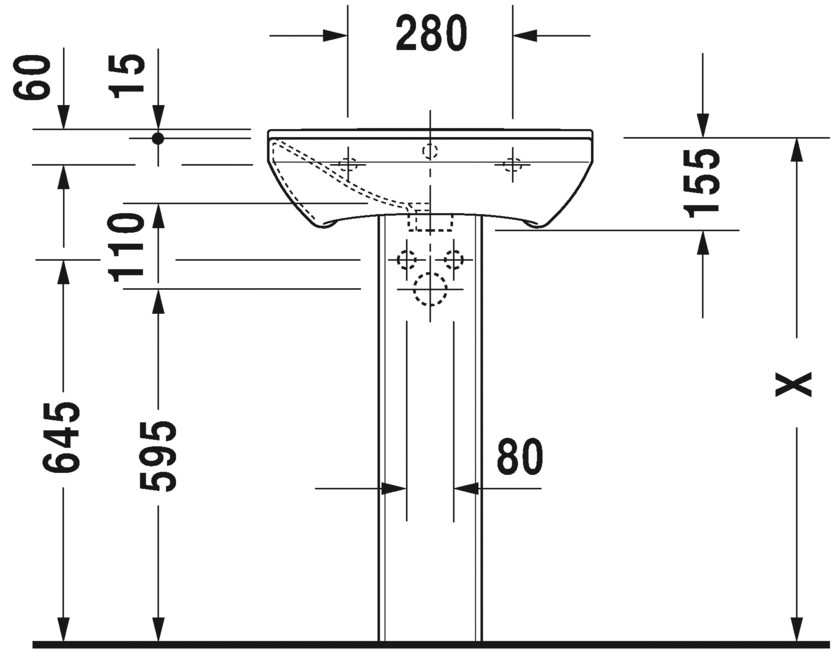 Раковина подвесная Duravit P3 comforts 2331550000 55х45см (изделие снято с производства)