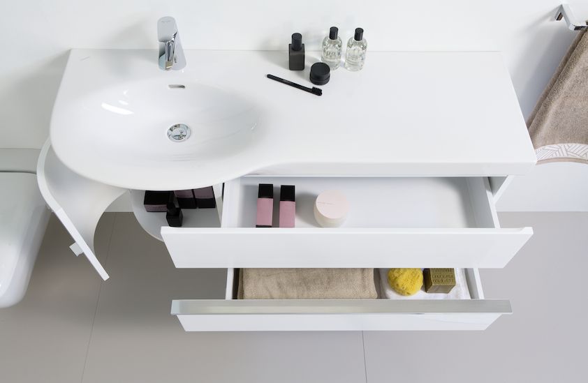 Тумба под раковину  Laufen  Case for Palace  4.0153.1.075.463.1    84,1 см, 1 ящик справа, 1 дверца слева, белый матовый,  для 8.1670.2