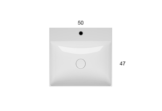 Раковина - чаша накладная GLOBO T-EDGE B6R51BI 500 мм х 470 мм, с отверстием под смеситель, без перелива, белая глянцевая