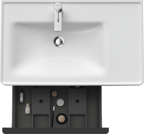 Тумба подвесная под раковину DURAVIT D-Neo DE4258014343 784 мм х 452 мм, с выдвижным ящиком и открытой боковой полкой, базальт матовый