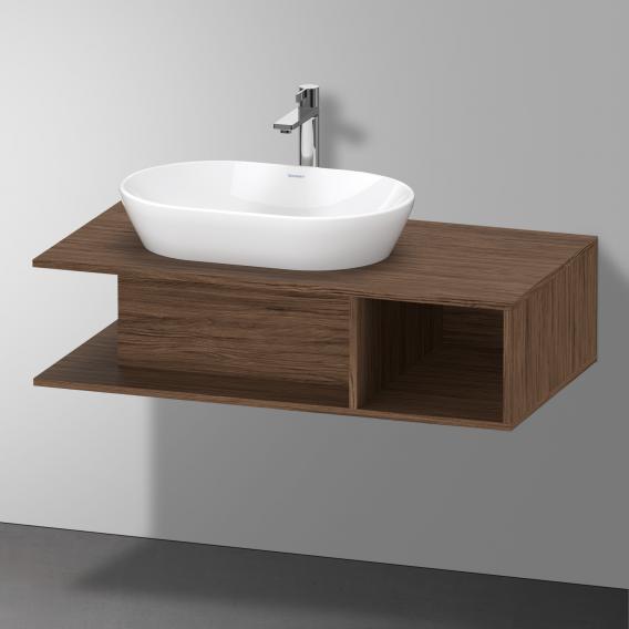 Тумба подвесная под раковину слева DURAVIT D-Neo DE492902121 1000 мм х 550 мм, с открытой боковой полкой справа и консолью, орех тёмный