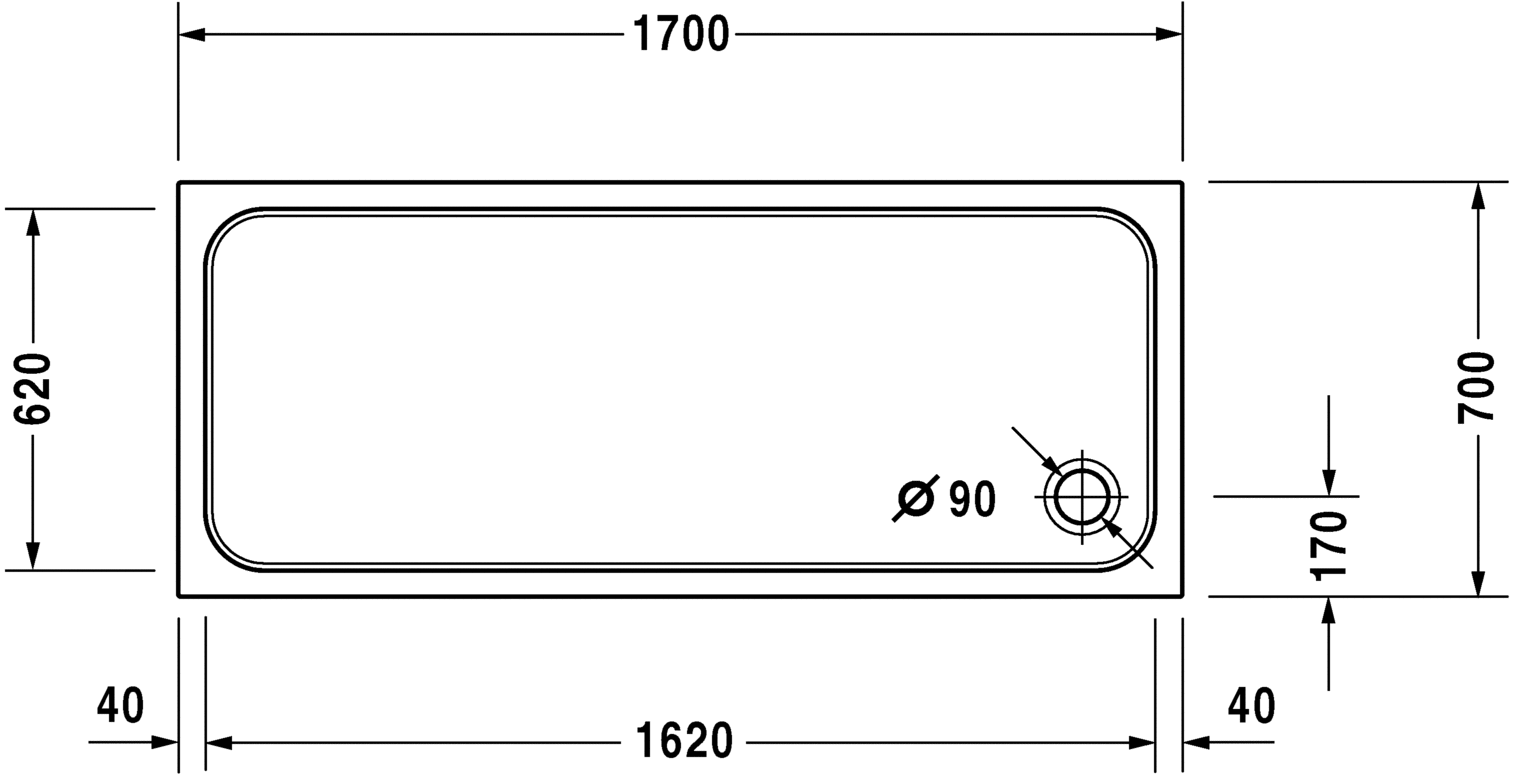 Душевой поддон Duravit D-Code 720096000000000 прямоугольный, белый