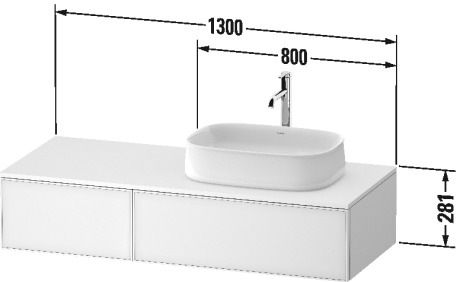 Тумба подвесная с вырезом под раковину справа DURAVIT ZENCHA ZE4817030830000 550 мм х 1300 мм х 281 мм, с 2 выдвижными ящиками, натуральный дуб/серо-коричневый суперматовый