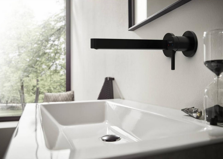 Смеситель для раковины однорычажный скрытого монтажа HANSGROHE Finoris 76050670 цвет Чёрный матовый