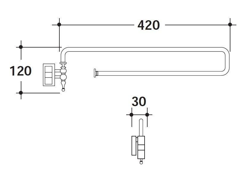 Полотенцедержатель поворотный GLOBO PAESTUM PAAC46 400 мм, хром