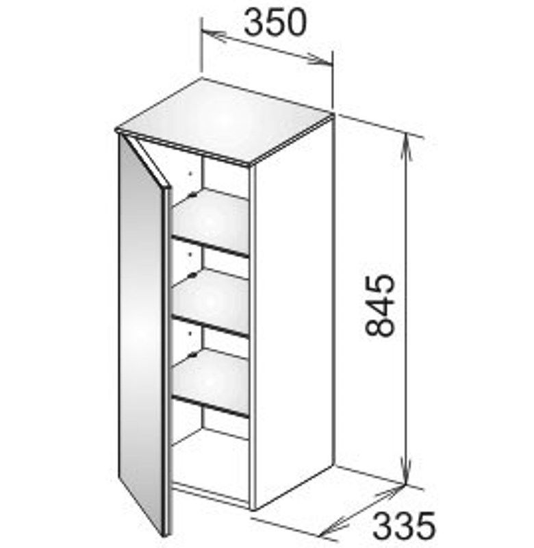 Средний шкаф Keuco Royal Reflex 34020 110001 350x845x335 мм 1 дверь петли слева корпус матовый лак фасад стекло антрацит