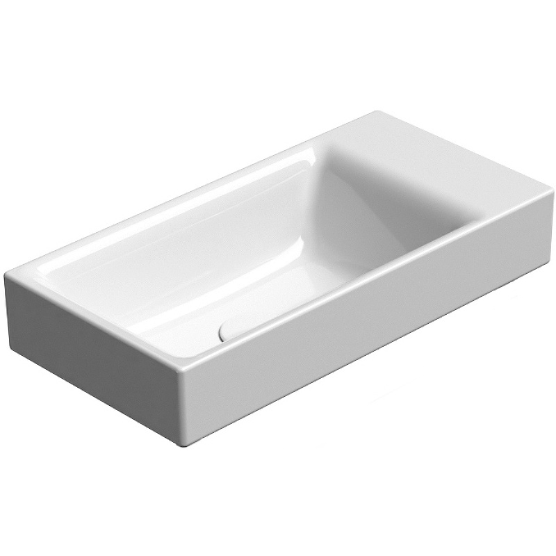 УЦЕНКА. Раковина накладная/подвесная GSI NUBES   9637111_УЦ/2   500 мм х 250 мм х 135 мм, без перелива, с отверстием под смеситель справа или слева, цвет Белый глянцевый /Дефект: неровность керамики