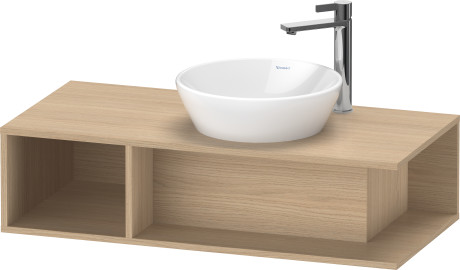 Тумба подвесная под раковину справа DURAVIT D-Neo DE493903030 1000 мм х 480 мм, с открытой боковой полкой слева и консолью, натуральный дуб