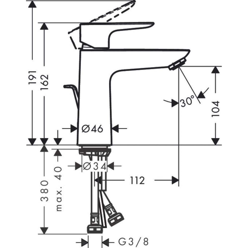 Смеситель для раковины Hansgrohe Talis E 71710670 с донным клапаном, чёрный матовый