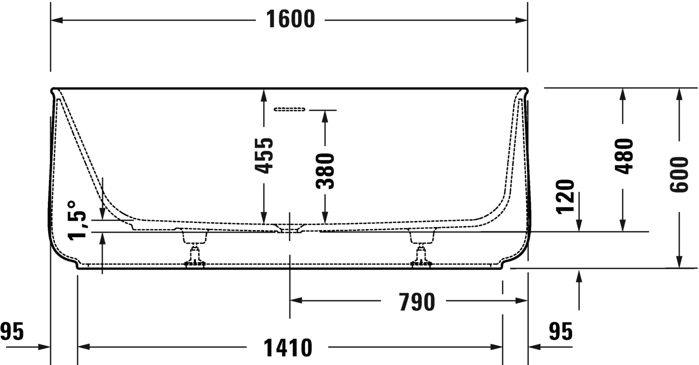 Отдельно стоящая ванна DURAVIT ZENCHA 700462000000000 850 мм х 1600 мм х 600 мм, с бесшовной панелью и рамой, белая