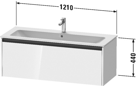 Тумба подвесная под раковину DURAVIT KETHO.2 K25065043430000 480 мм х 1210 мм х 440 мм, 1 выдвижной ящик, базальт матовый