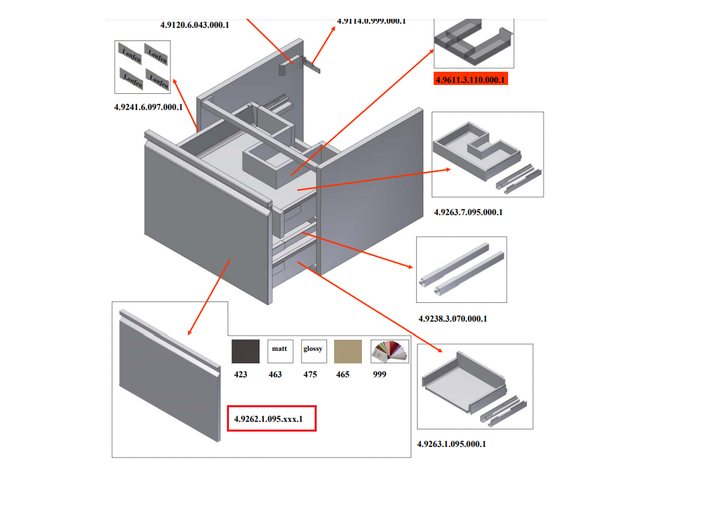 РАСПРОДАЖА Фасад для мебели  Laufen  Pro   4.9262.1.095.463.1 цвет  белый матовый, запчасть для тумбы  4.8303.3.095.463.1
