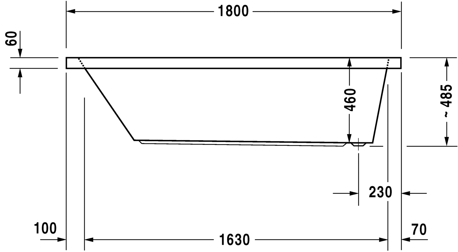 Акриловая ванна Duravit Starck 700050000000000 1800 х 900 c однм наклоном для спины, с переливом, встраиваемая версия или версия с панелями, белая