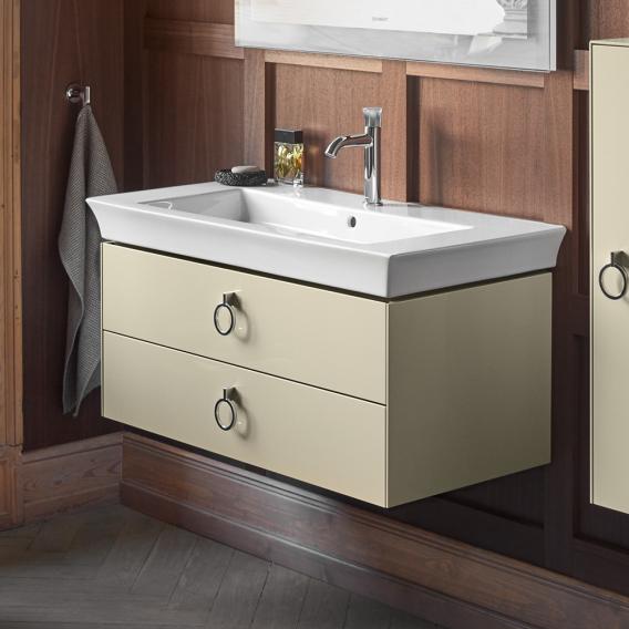 Тумба подвесная DURAVIT White Tulip WT43520H3H3 458 мм х 984 мм, с двумя выдвижными ящиками, с ручками, тёмно - серый глянцевый