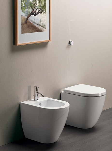 Унитаз приставной безободковый GSI PURA 8804FT11 500 мм х 360 мм, с крепежом FISSVBT, цвет Белый глянцевый