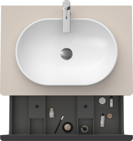 Тумба подвесная под раковину DURAVIT D-Neo DE494709191 800 мм х 550 мм, с консолью, с одним выдвижным ящиком, серо-коричневый матовый
