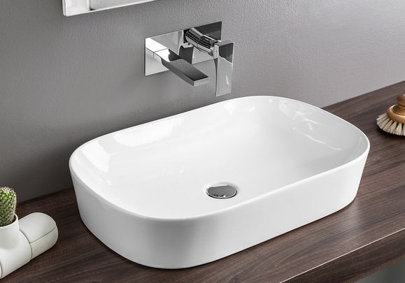Раковина накладная ARTCERAM GHOST GHL002 01 00 650 мм х 420 мм, без отверстия под смеситель, без перелива, белый глянцевый