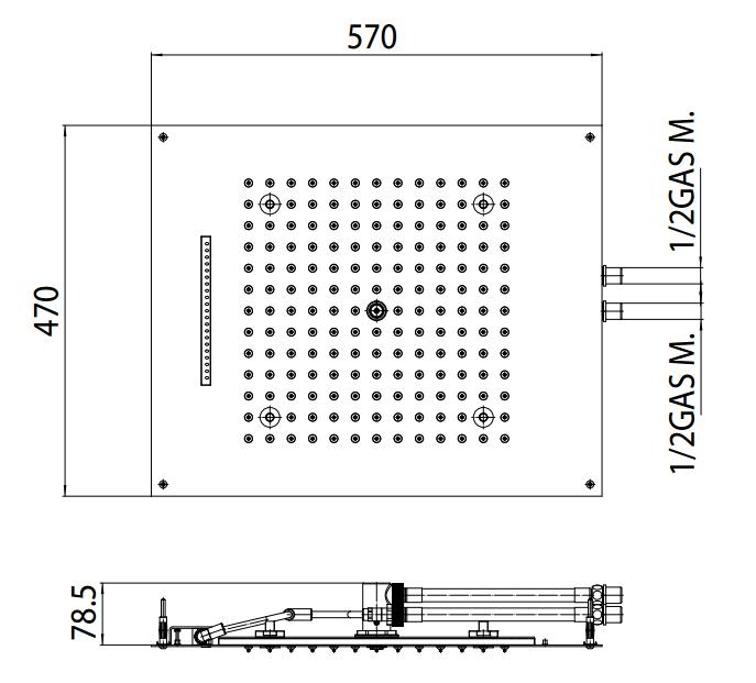 Верхний душ Bossini Dream 2 режима H38916 Хром, с LED подсветкой