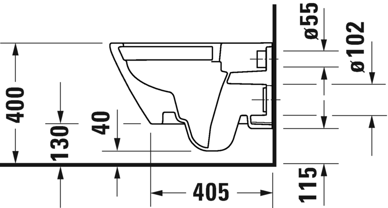 Унитаз подвесной + сиденье Duravit D-Neo Rimless 45780900A1 370 мм х 540 мм, с вертикальным смывом, без смывного края, с креплением Durafix, белый