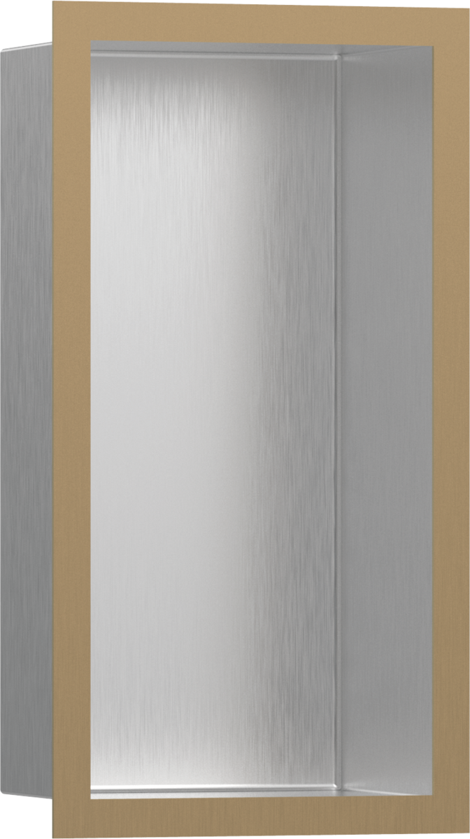 Настенный короб HANSGROHE XtraStoris Individual 56094140 с дизайнерской рамой 300 мм х 150 мм х 100 мм, полированная сталь/шлифованная бронза