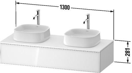 Тумба подвесная под две раковины DURAVIT ZENCHA ZE4813B30830000 550 мм х 1300 мм х 281 мм, с 1 выдвижным ящиком, натуральный дуб/серо-коричневый суперматовый