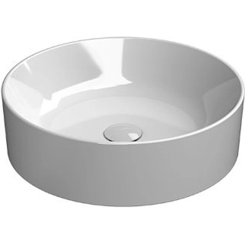 Раковина накладная круглая GSI KUBE X 9427PVC11 450 мм х 450 мм, без отверстия под смеситель, c донным клапаном, цвет Белый глянцевый