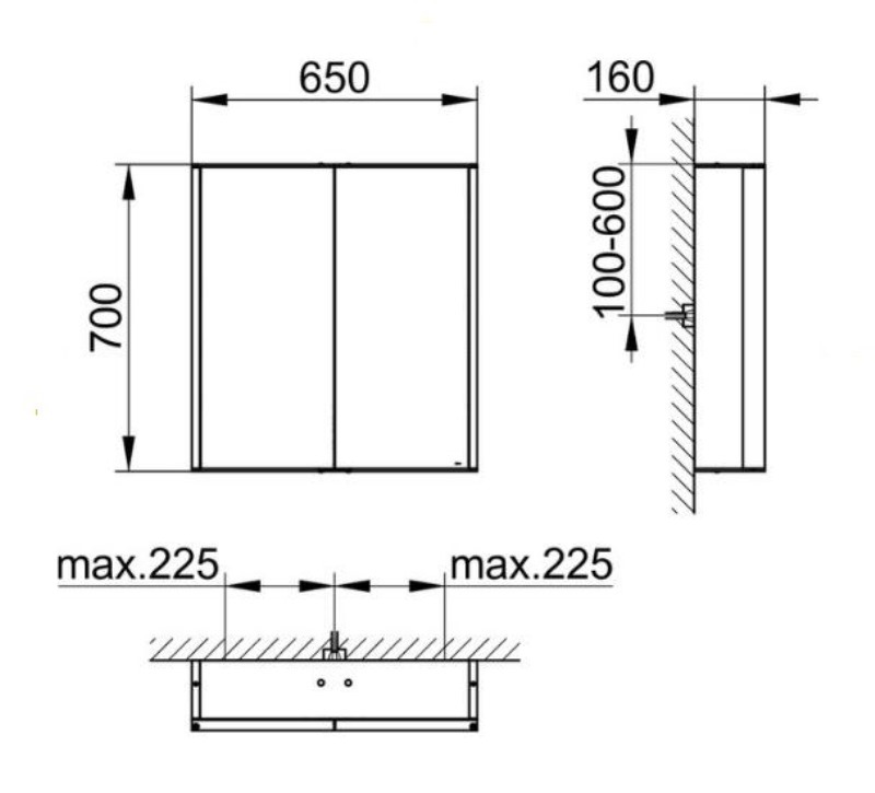Зеркальный шкаф с подсветкой Keuco Royal Match 12801 171301 настенный монтаж