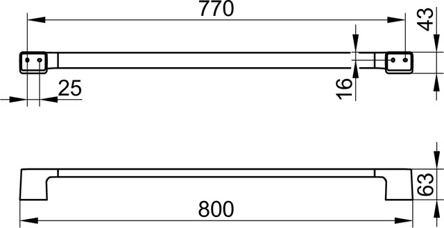 Полотенцедержатель KEUCO AVENO 14601 370800 800 мм, с клеевым комплектом, цвет Чёрный матовый