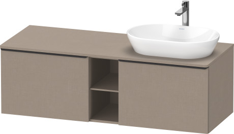 Тумба подвесная под раковину справа DURAVIT D-Neo DE4950R7575 1400 мм х 550 мм, с 2 выдвижными ящиками и открытой полкой, лён