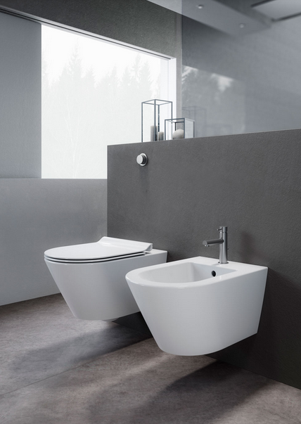 Унитаз подвесной GSI KUBE X 9413FR511 550 мм х 360 мм, c Genius Flush, с крепежом, цвет Белый глянцевый