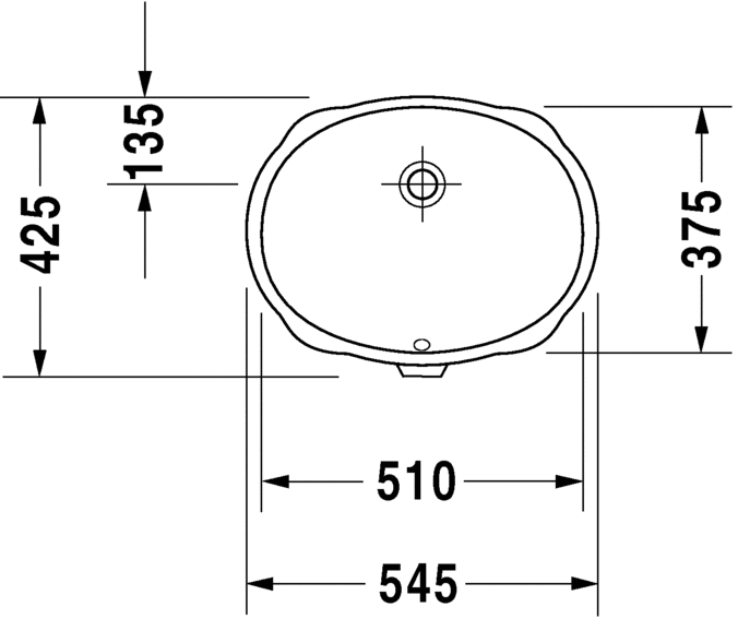 Раковина встраиваемая снизу Duravit Santosa 0466510000 425 мм х 545 мм, с переливом, без отверстия под смеситель, белый