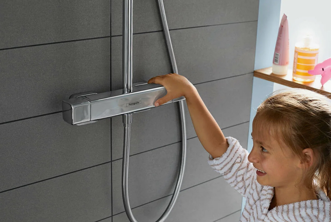 Душевая система с термостатом для душа HANSGROHE Croma E Showerpipe 27660000 280 1jet, c EcoSmart 9 л/мин, цвет Хром