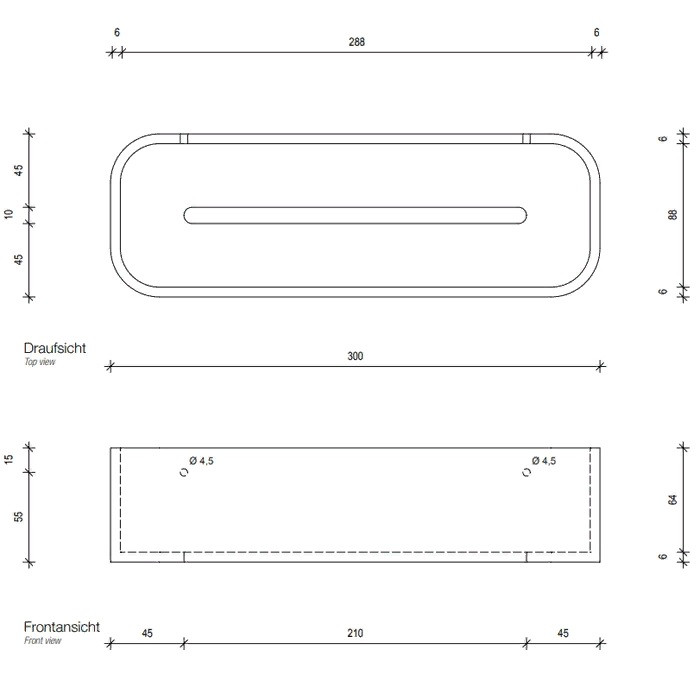 Душевая полочка-контейнер DECOR WALTHER STONE DCT30   0973865,  7 X 30 X 10 см, искусственный камень Solid Surface, цвет черный матовый/сталь матовая