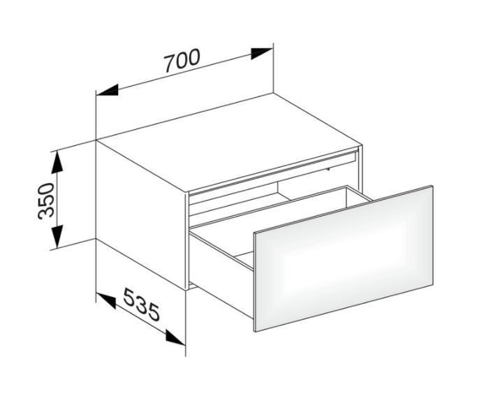 Тумба боковая подвесная KEUCO EDITION 11 31322 280000 с одним выдвижным фронтом, корпус матовый лак/фасад матовое стекло, кашемир