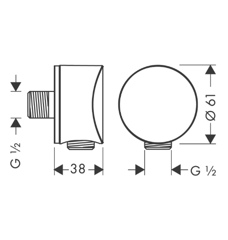 Шланговое подсоединение HANSGROHE FixFit S 26453670 с клапаном обратного тока, цвет Чёрный матовый