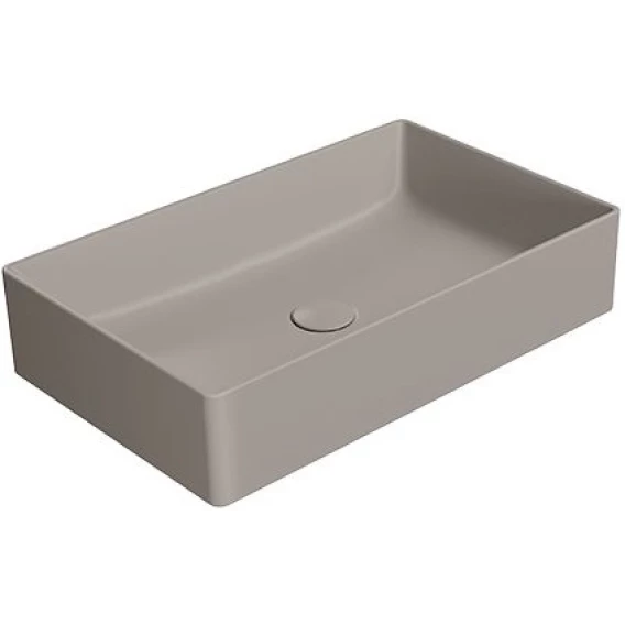 Раковина накладная прямоугольная GSI KUBE X 945305 600 мм х 370 мм, без отверстия под смеситель, без перелива, цвет Tortora Matte