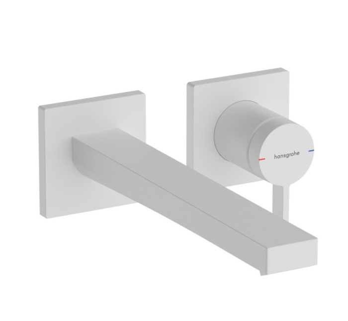 Однорычажный настенный смеситель для раковины Hansgrohe Tecturis E 73051700 излив 225 мм, скрытого монтажа, цвет Белый матовый