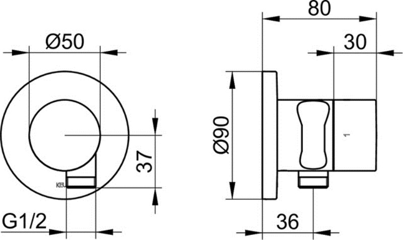 Запорный вентиль с переключателем на 2 потребителя Keuco IXMO 59557 010201 с выводом для шланга и держателем лейки хром