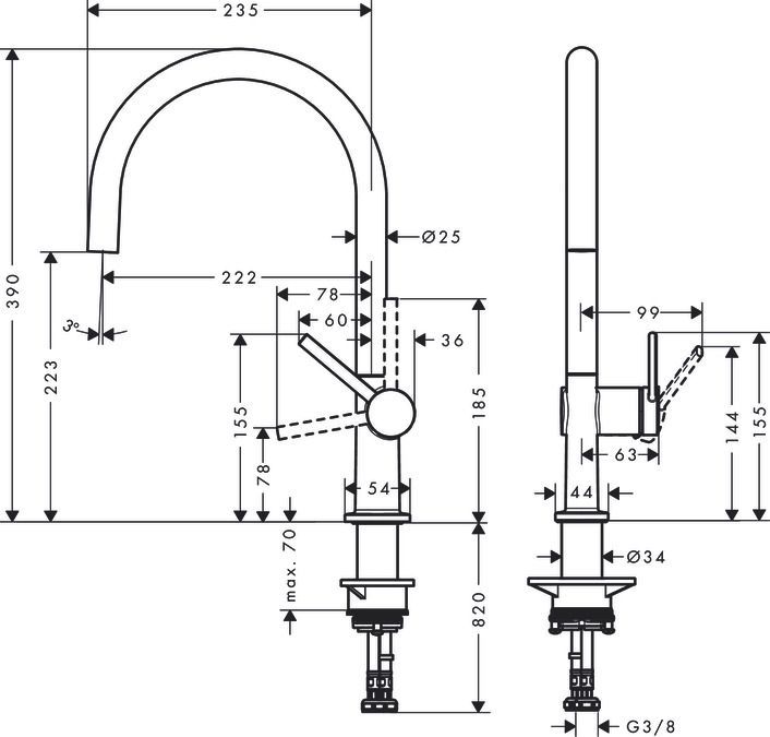 Кухонный смеситель однорычажный Hansgrohe Talis M54 72804800 под сталь