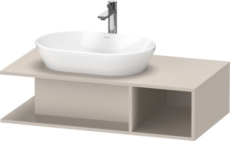 Тумба подвесная под раковину слева DURAVIT D-Neo DE492909191 1000 мм х 550 мм, с открытой боковой полкой справа и консолью, серо-коричневый матовый