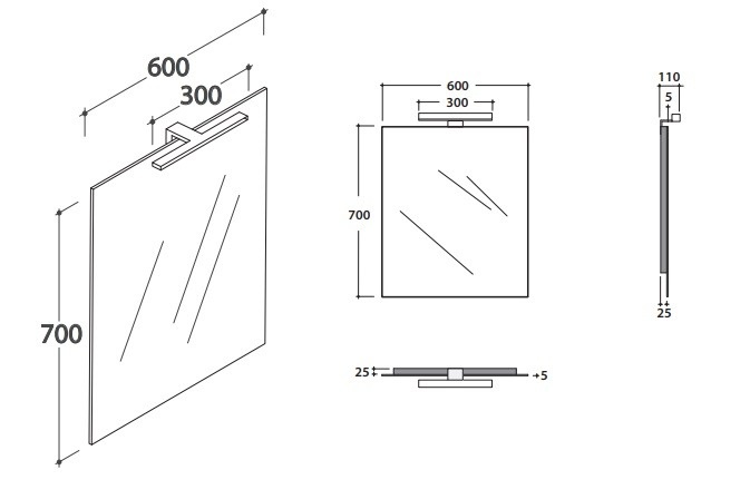 Зеркало с подсветкой GLOBO MIRROR FRAMES BPL060 600 мм х 700 мм, без переключателя, серое