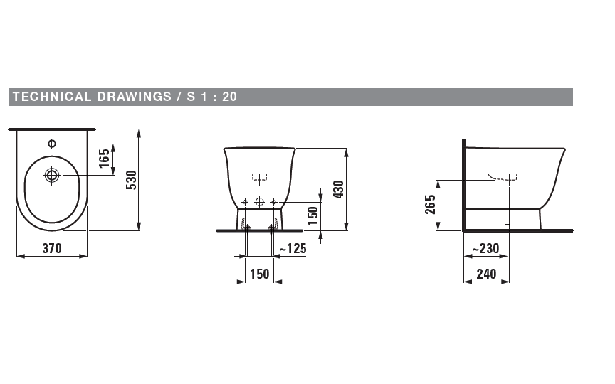 Напольное биде  Laufen  New  Classic  8.3285.1.400.302.1 1 отверстие для смесителя, покрытие LCC