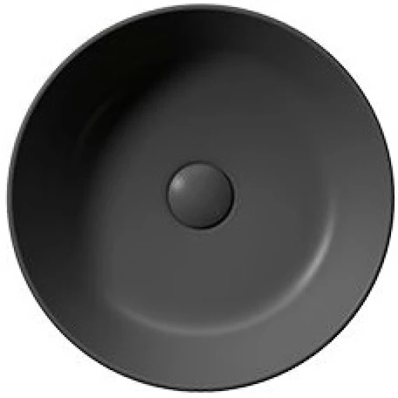 Раковина накладная круглая GSI KUBE X 943526 320 мм х 320 мм, без отверстия под смеситель, без перелива, цвет Чёрный матовый Ardesia