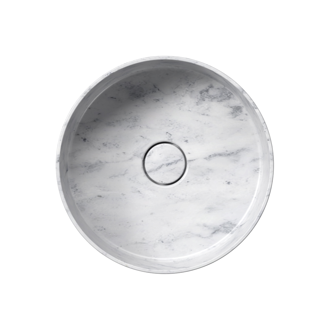 Раковина накладная круглая GSI AltaCeramica AC30135 400 х 400 мм, без отверстия под смеситель, цвет под белый мрамор Marbled white